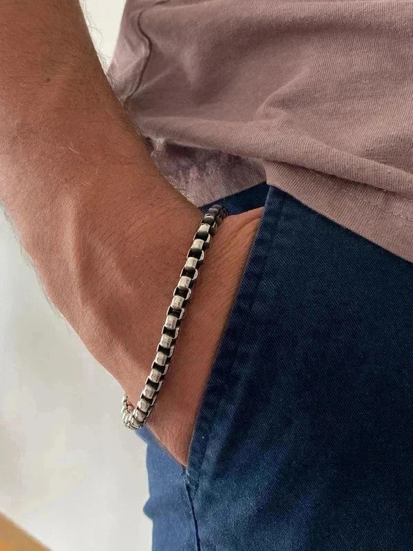 Bracelet homme en acier inoxydable, bracelet chaîne sétaire, bijou homme, cadeau pour lui