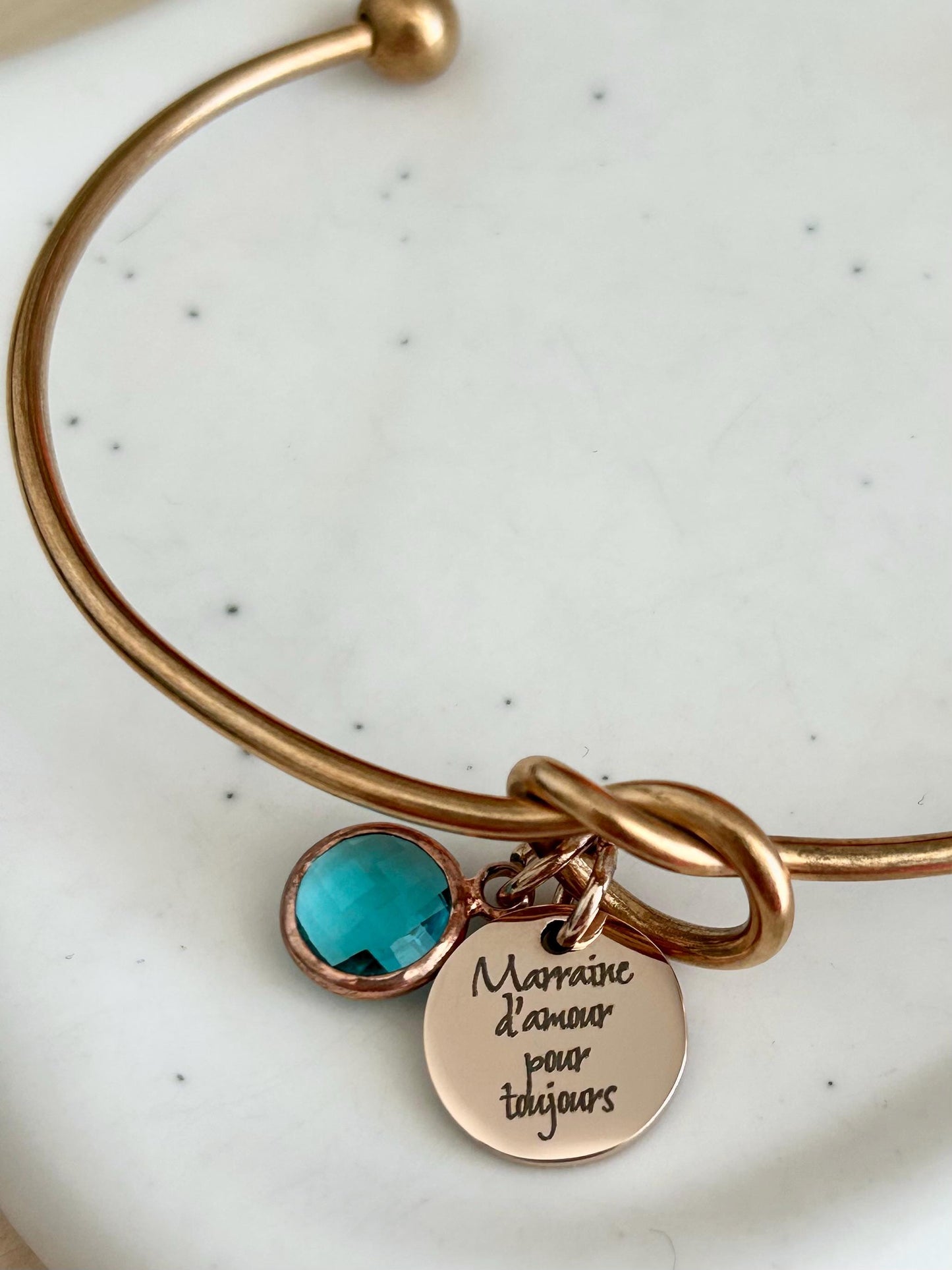 Bracelet jonc marraine avec pierre de naissance, bracelet marraine personnalisé, bracelet maman, cadeau marraine, cadeau fête des mères
