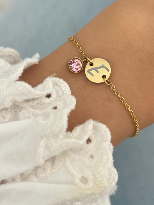 Bracelet minimaliste femme personnalisé, bracelet breloque et pierre de naissance, cadeau pour des amis, anniversaire, bridal party, evfj