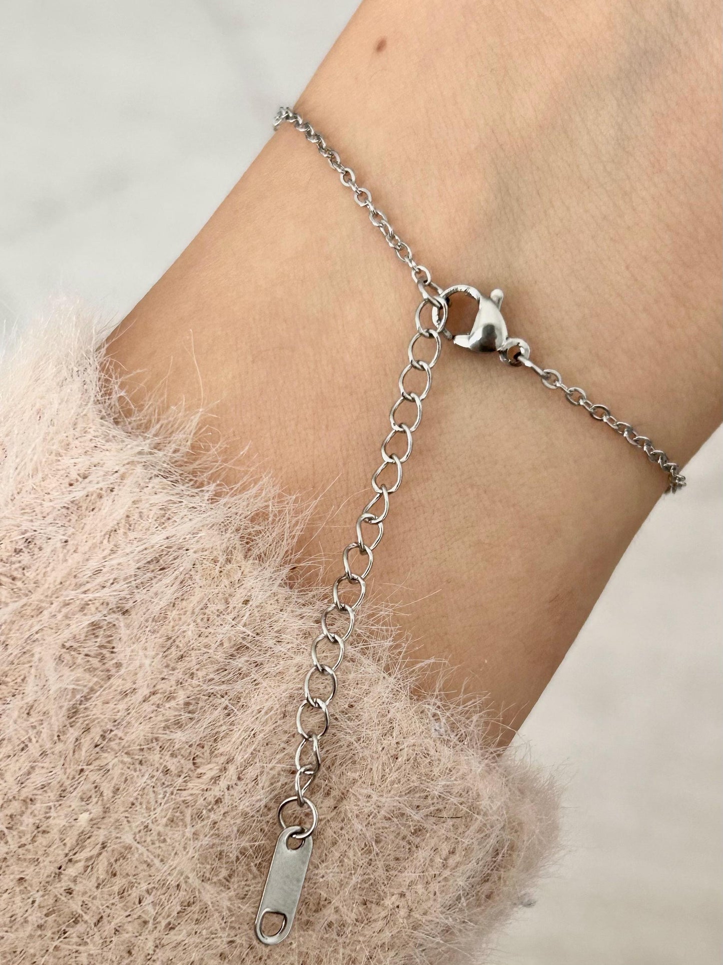 Bracelet personnalisé en acier inoxydable, bracelet sœur de cœur, bracelet breloque ronde, bracelet chaîne ajustable, cadeau fête des mères
