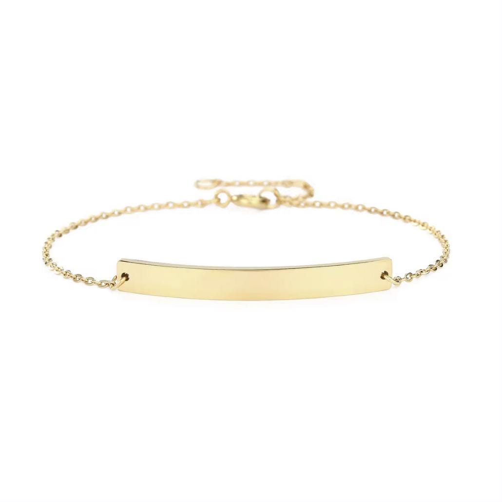 Bracelet personnalisé acier inoxydable, Bracelet prénom, argent, plaqué or ou or rose, bracelet barre gravée, cadeau fête des mères