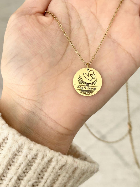 Collier Personnalisé arbre de vie, collier personnalisé acier inoxydable, bijou gravé prénoms enfants famille, idée cadeau fête des mères