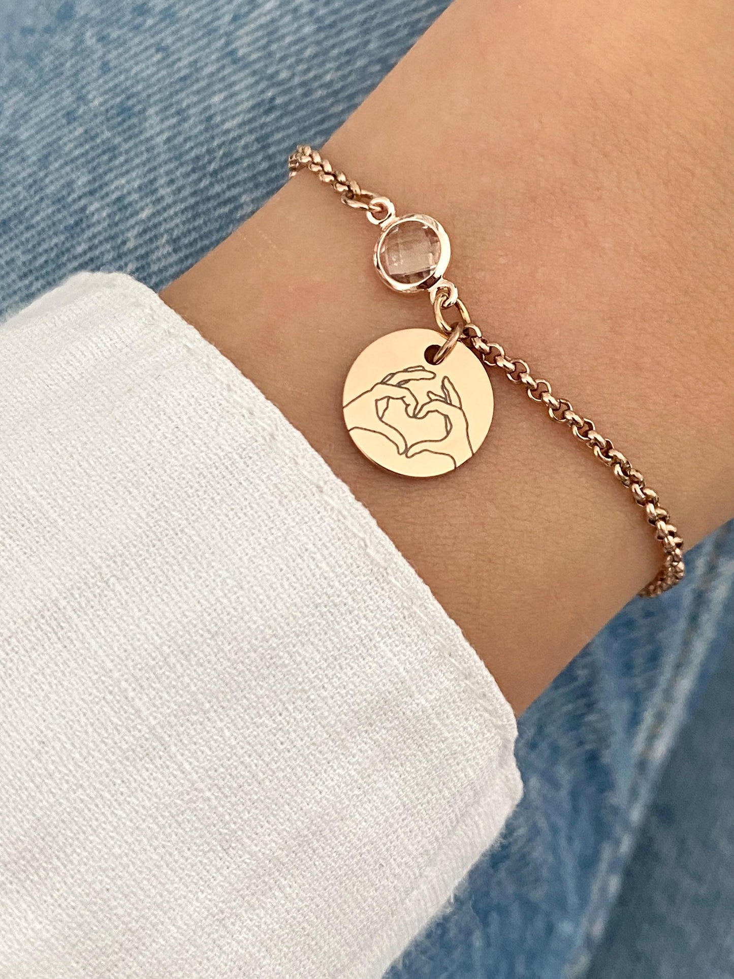 Bracelet femme personnalisé avec pierre de naissance, bracelet sœur de cœur, cadeau pour des amis, anniversaire, bridal party, evfj