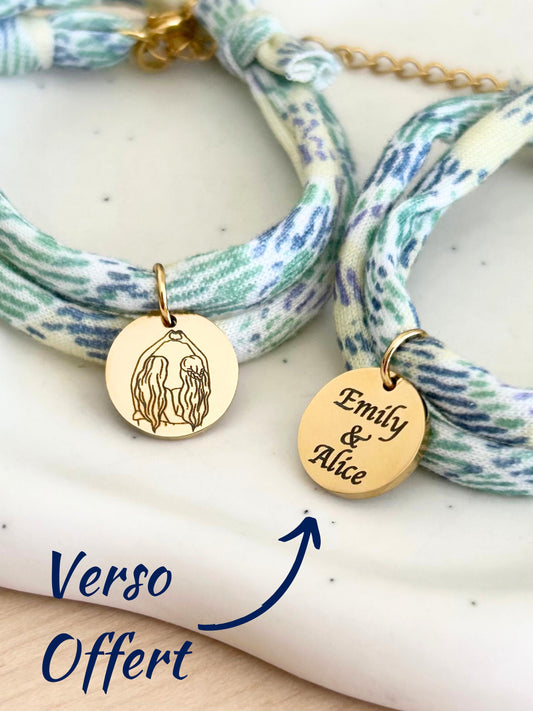 Bracelet sœur de cœur personnalisé en corde, bracelet sœur, bracelet amitié, bracelet médaille à graver, cadeau sœur, cadeau fête des mères