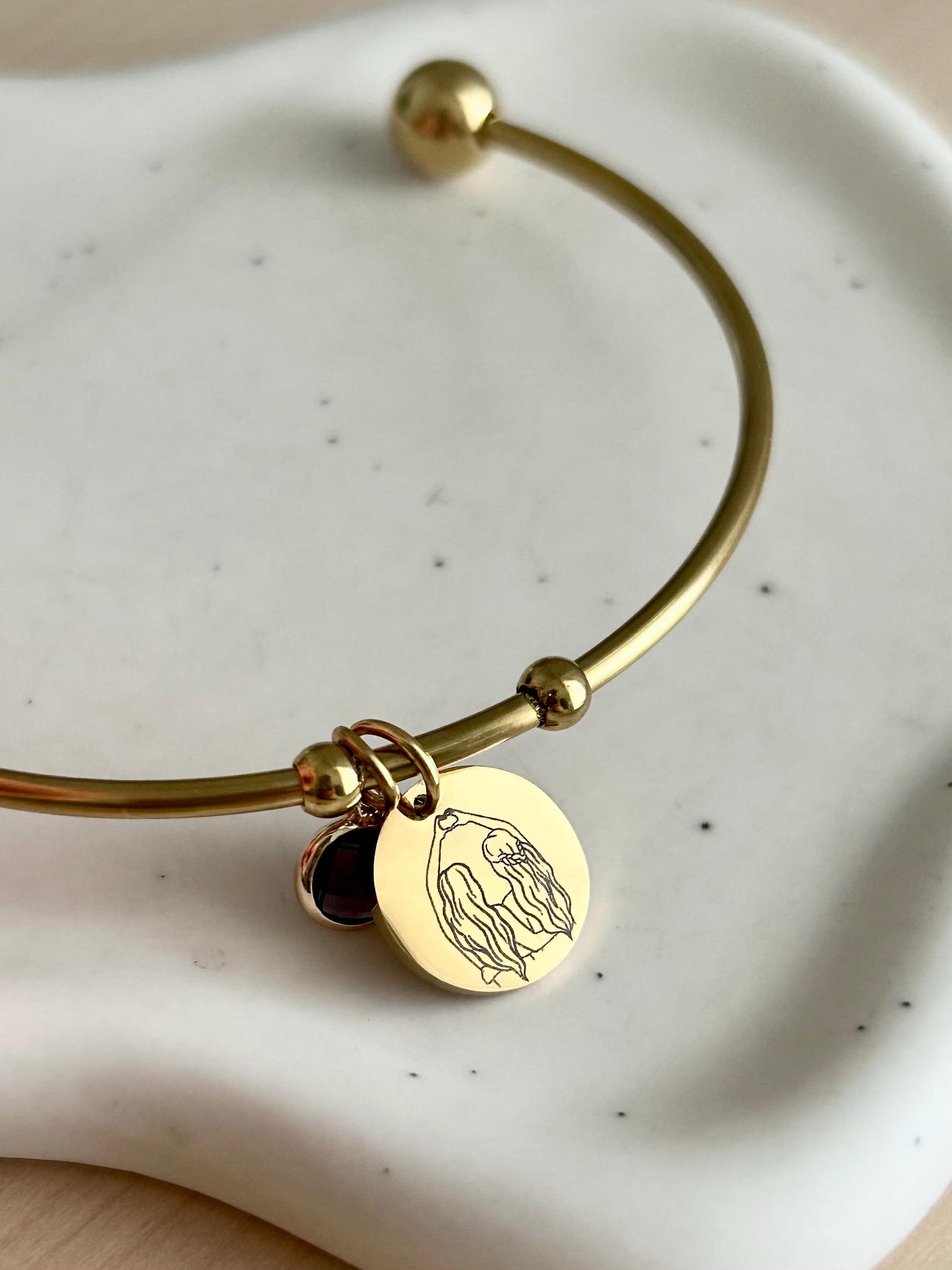 Bracelet jonc personnalisé en acier inoxydable, bracelet sœur de cœur, bracelet amitié, cadeau sœur, cadeau meullieure amie; fête des mères