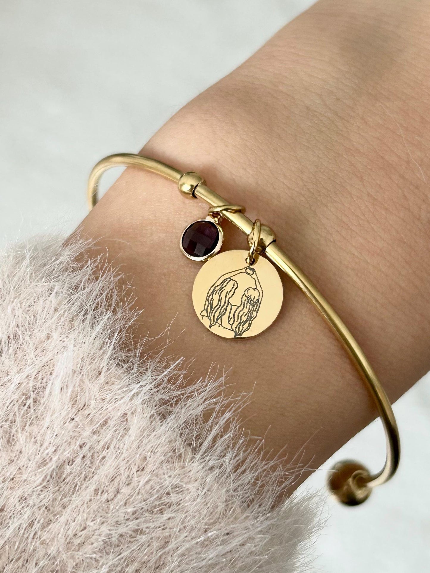 Bracelet jonc personnalisé en acier inoxydable, bracelet sœur de cœur, bracelet amitié, cadeau sœur, cadeau meullieure amie; fête des mères