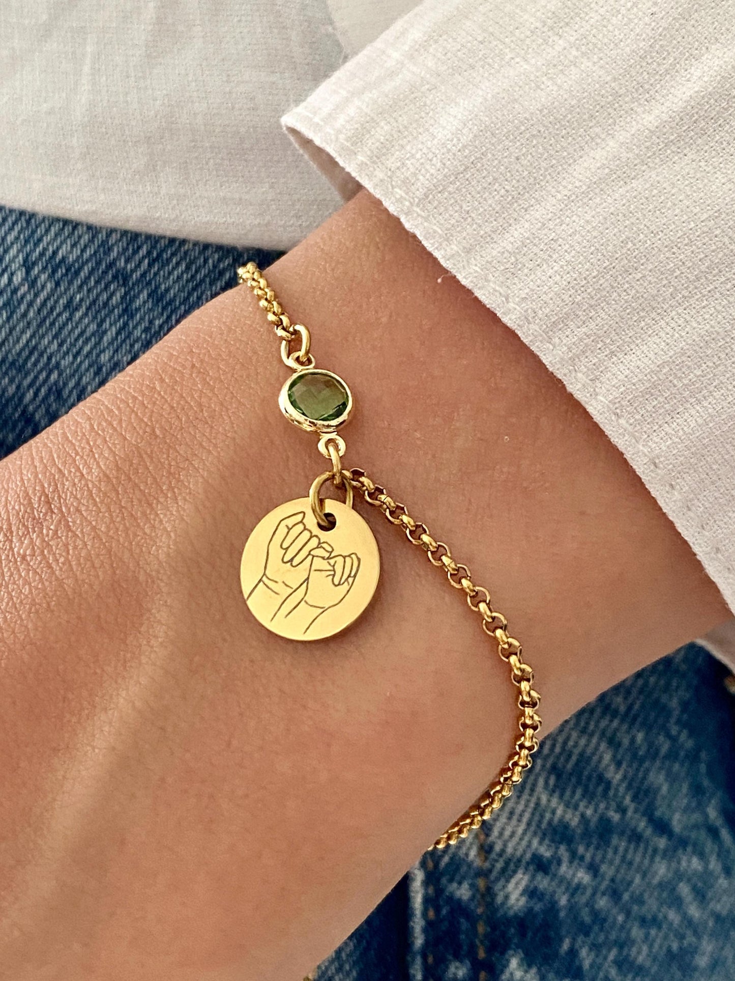 Bracelet femme personnalisé en acier inoxydable avec pierre de naissance, bracelet sœur de cœur, bracelet breloque ronde, cadeau amitié