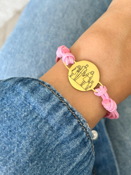 Bracelet Cordon Personnalisé, Bracelet Ajustable, Gravure au Choix, Bracelet famille, Cadeau Maman - Papa, Bijou Minimaliste, fête des pères