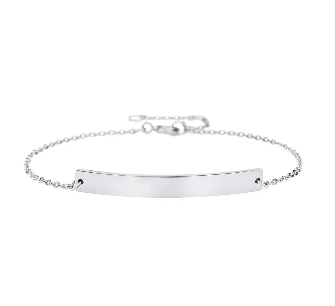 Bracelet personnalisé acier inoxydable, Bracelet prénom, argent, plaqué or ou or rose, bracelet barre gravée, cadeau fête des mères
