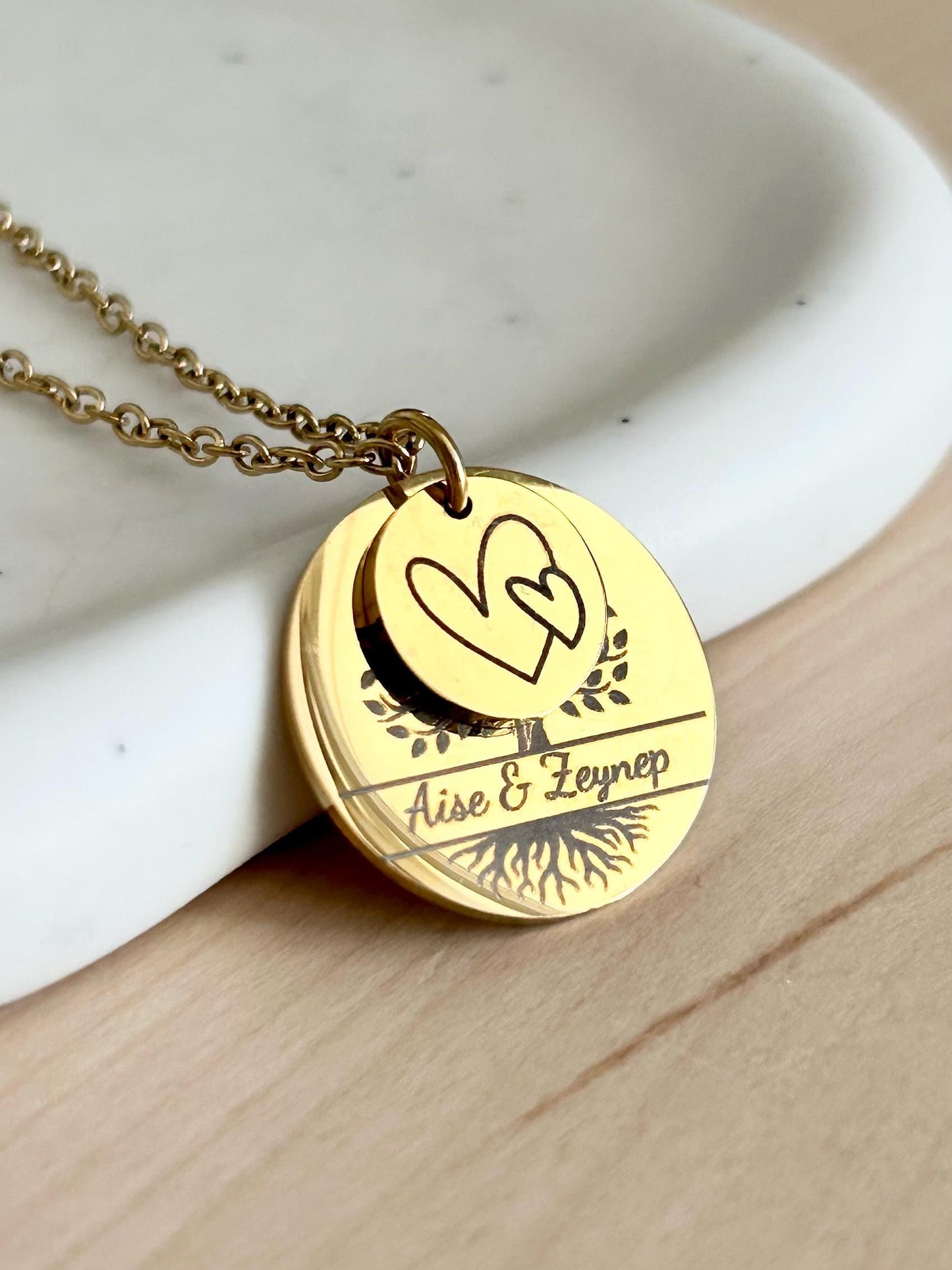 Collier Personnalisé arbre de vie, collier personnalisé acier inoxydable, bijou gravé prénoms enfants famille, idée cadeau fête des mères