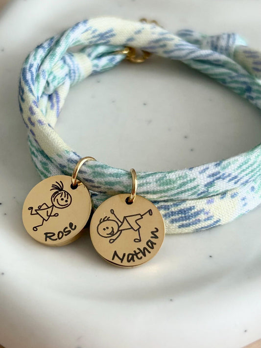 Bracelet enfant personnalisé en corde, bracelet prénom enfant, bijou personnalisé enfant, bracelet personnalisé maman, cadeau fête des mères