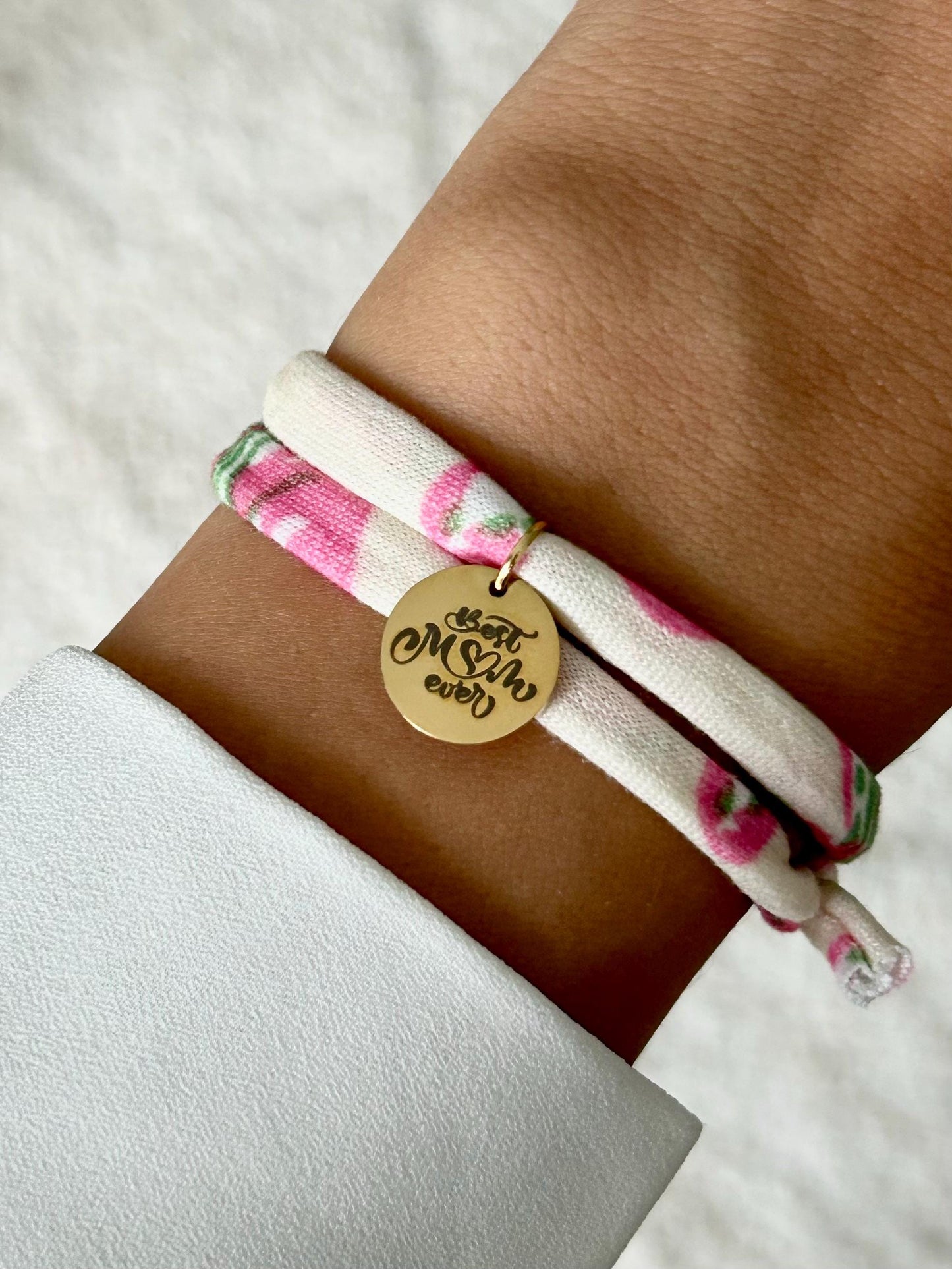 Bracelet maman personnalisé en cordon liberty, bracelet best mom ever, bracelet maman gravé, cadeau fête des mères