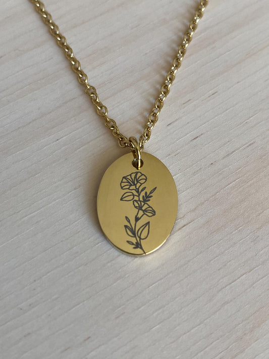 Collier floral personnalisé, collier femme fleur de naissance, collier maman, cadeau marraine, cadeau naissance, cadeau fête des mères