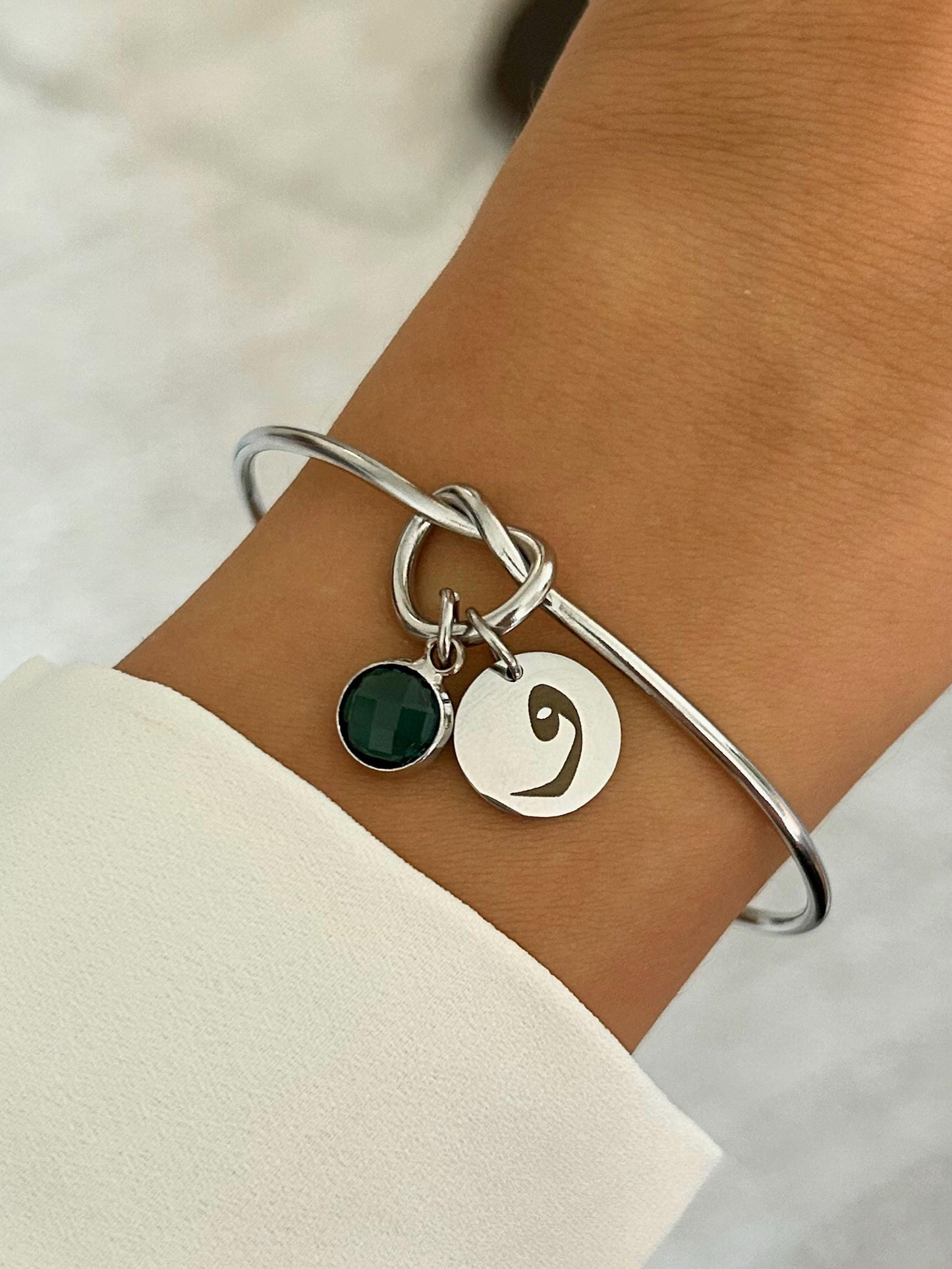 Bracelet jonc personnalisé en acier inoxydable, bracelet lettre arabe, bracelet personnalisé alphabet arabe, cadeau fête des mères