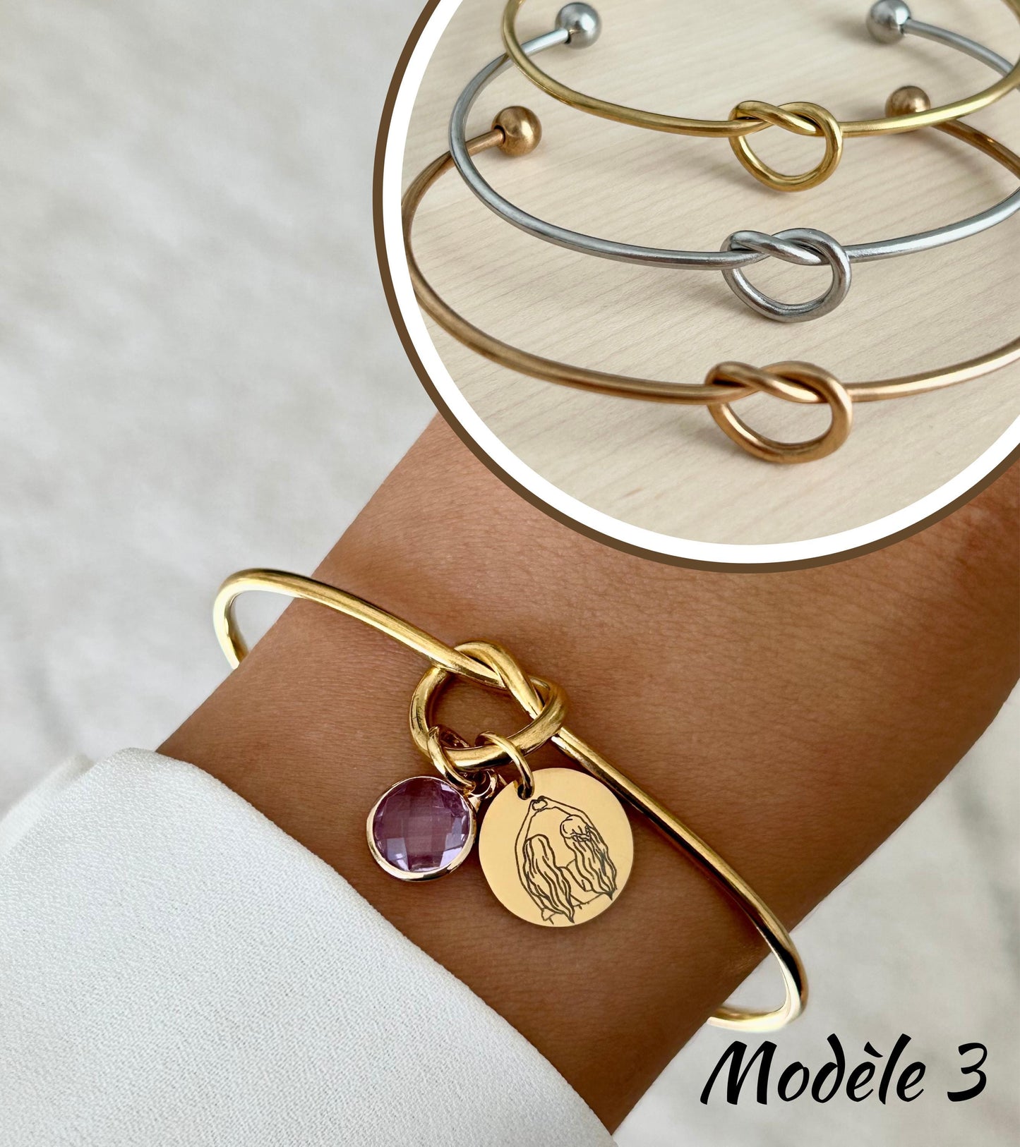 Bracelet maîtresse personnalisé, bracelet jonc avec pierre de naissance, cadeau meilleure maîtresse, bijou minimaliste, cadeau nounou
