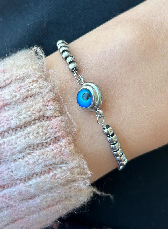 Bracelet mauvais œil, bracelet grecque œil porte-bonheur, bracelet à maillon nazar