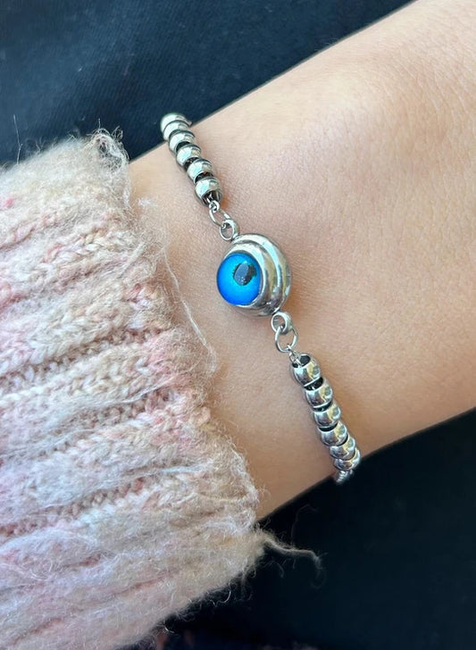 Bracelet mauvais œil, bracelet grecque œil porte-bonheur, bracelet à maillon nazar