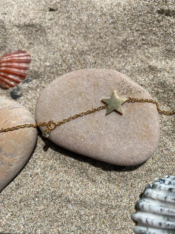 Bracelet de cheville avec pendentifs en forme d'étoile, bracelet de cheville doré