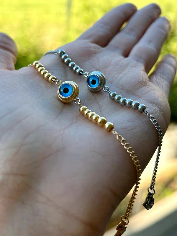 Bracelet mauvais œil, bracelet grecque œil porte-bonheur, bracelet à maillon nazar