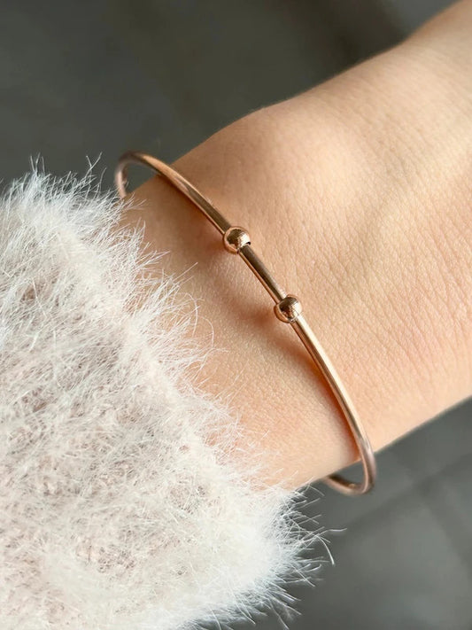 Bracelet jonc acier inoxydable, bijou or rosé, bracelet minimaliste, cadeau pour elle, cadeau noel