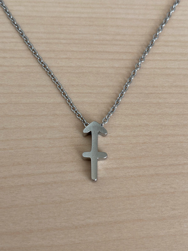 Collier pendentif zodiaque en acier inoxydable, chaîne argentée, signe sagittaire, idée cadeau