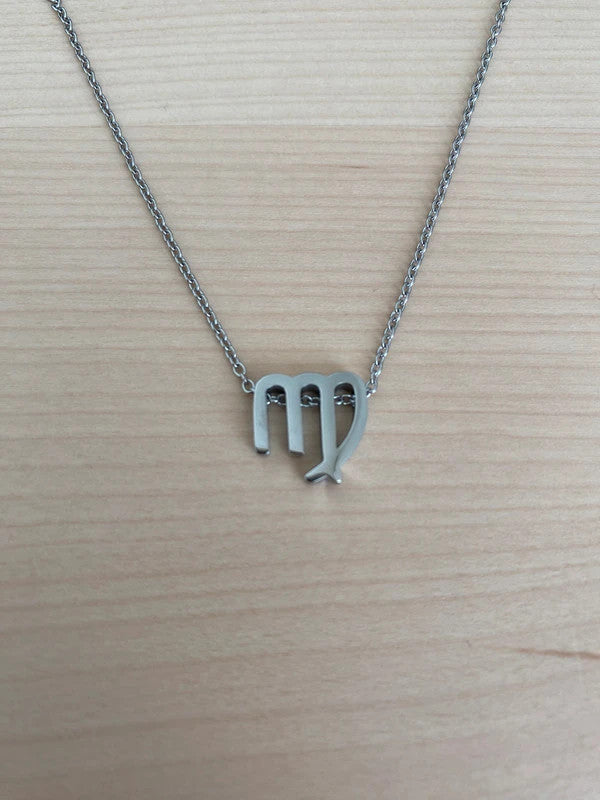 Collier pendentif zodiaque en acier inoxydable, collier chaîne argentée, signe vierge, idée cadeau