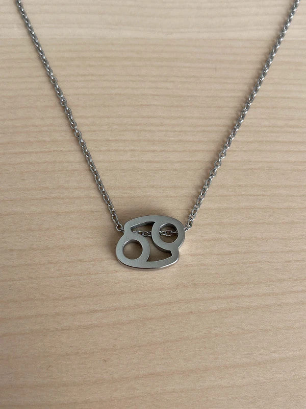 Collier pendentif zodiaque en acier inoxydable, collier chaîne argentée, signe cancer, idée cadeau