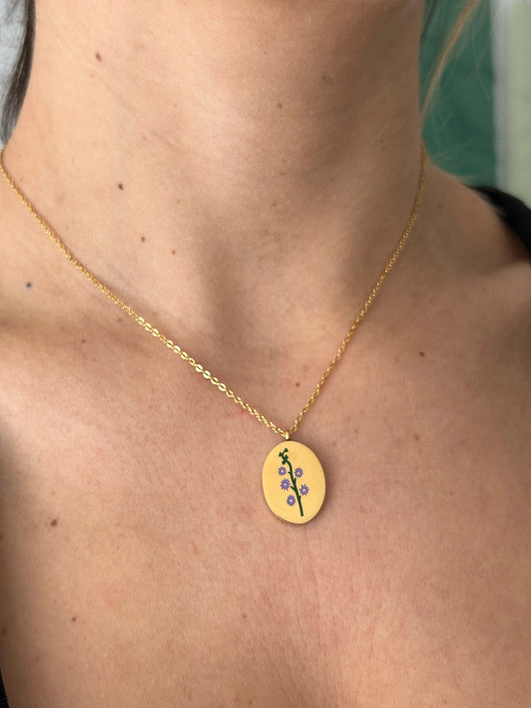 Collier floral en acier inoxydable, pendentif fleur Nénuphar, cadeau pour elle