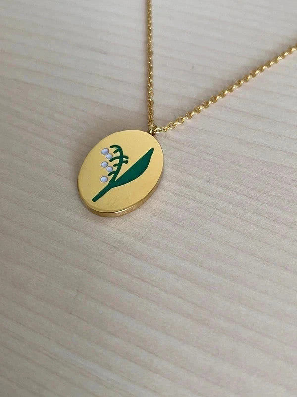 Collier floral en acier inoxydable, pendentif fleur Lys, cadeau pour elle