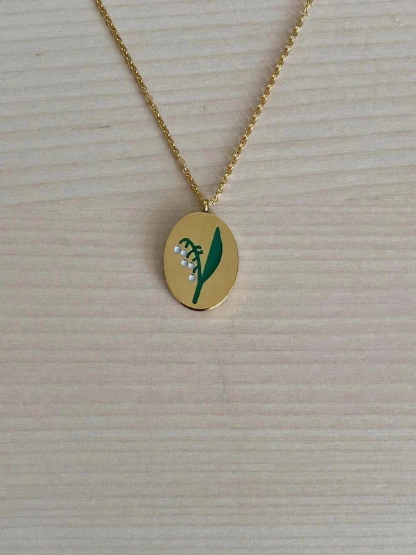 Collier floral en acier inoxydable, pendentif fleur Lys, cadeau pour elle