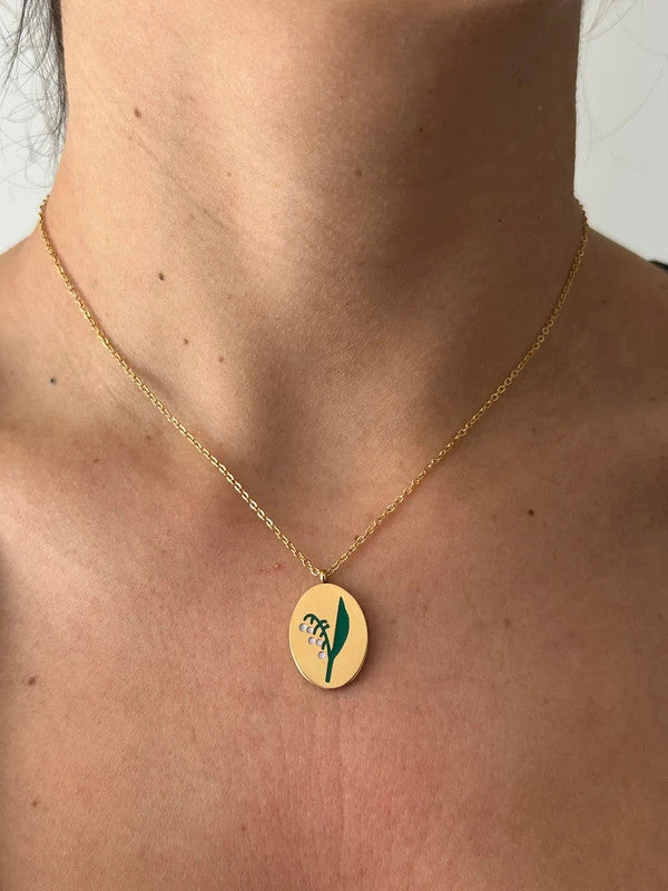 Collier floral en acier inoxydable, pendentif fleur Lys, cadeau pour elle