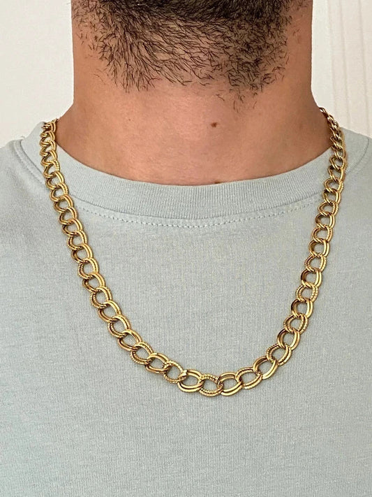 Collier homme en acier inoxydable, collier chaîne trombone, cadeau bijou homme