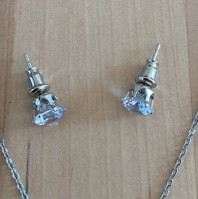 Ensemble de collier et boucle d'oreille fine, bijoux acier inoxydable, collier arbre sacré