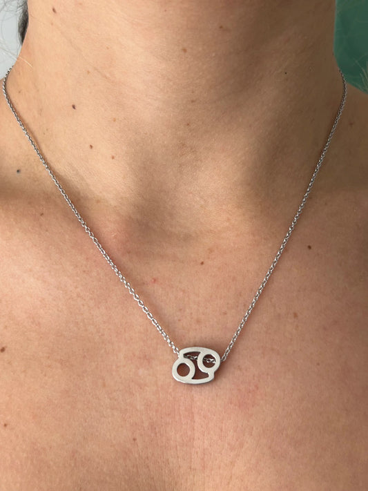 Collier pendentif zodiaque en acier inoxydable, collier chaîne argentée, signe cancer, idée cadeau