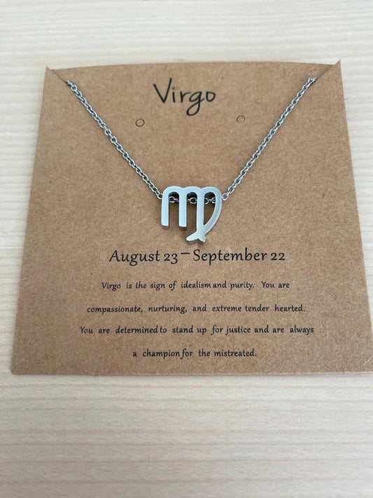 Collier pendentif zodiaque en acier inoxydable, collier chaîne argentée, signe vierge, idée cadeau