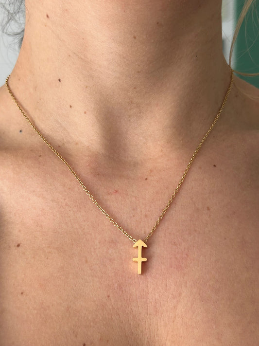 Collier pendentif zodiaque en acier inoxydable, collier chaîne dorée, signe sagittaire, idée cadeau