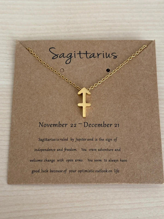 Collier pendentif zodiaque en acier inoxydable, collier chaîne dorée, signe sagittaire, idée cadeau