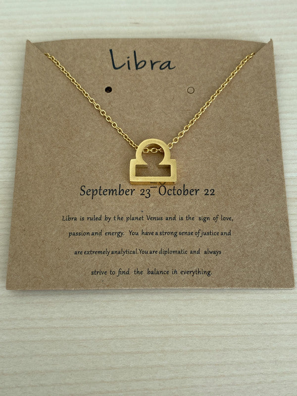 Collier pendentif zodiaque en acier inoxydable, collier chaîne dorée, signe balance, idée cadeau