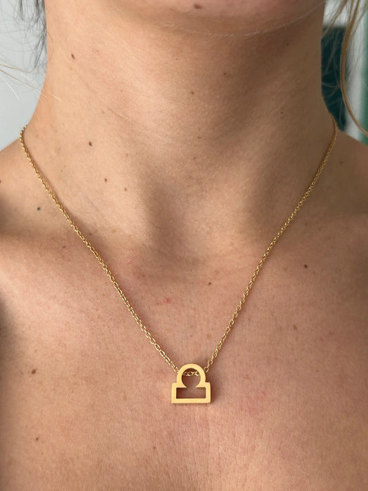 Collier pendentif zodiaque en acier inoxydable, collier chaîne dorée, signe balance, idée cadeau