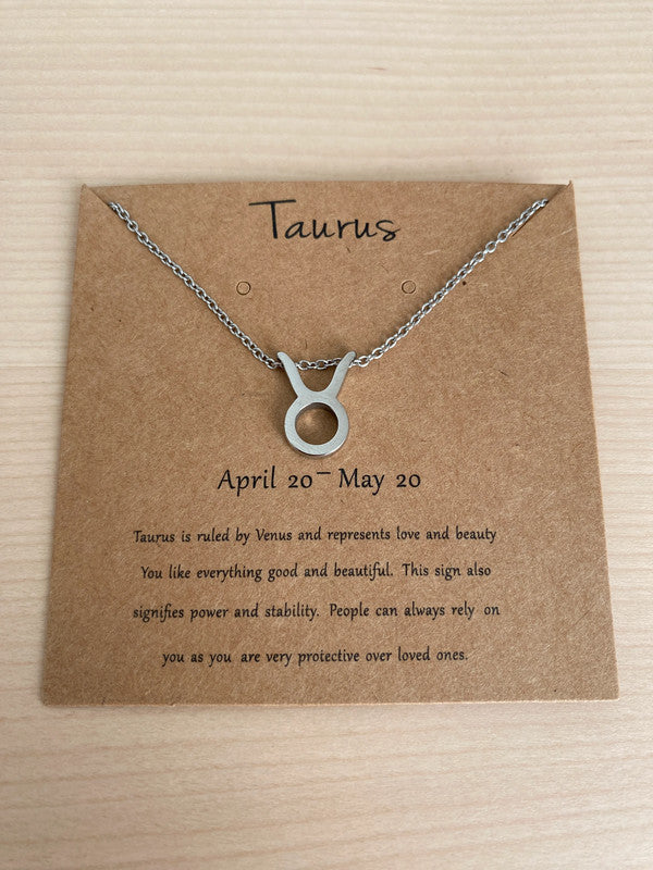 Collier pendentif zodiaque en acier inoxydable, collier chaîne argentée, signe taureau, idée cadeau