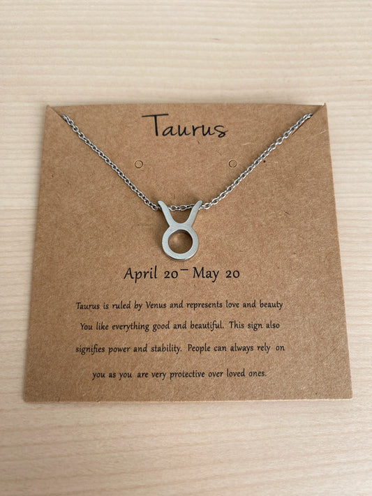 Collier pendentif zodiaque en acier inoxydable, collier chaîne argentée, signe taureau, idée cadeau