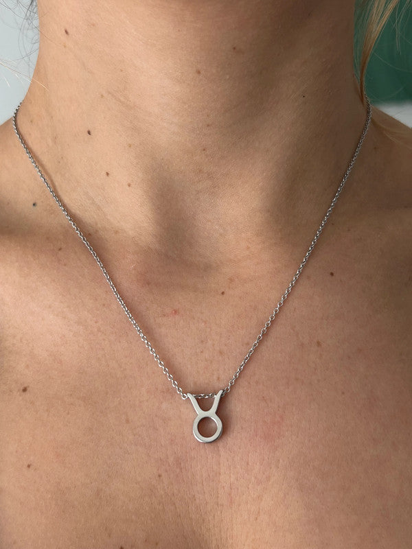 Collier pendentif zodiaque en acier inoxydable, collier chaîne argentée, signe taureau, idée cadeau