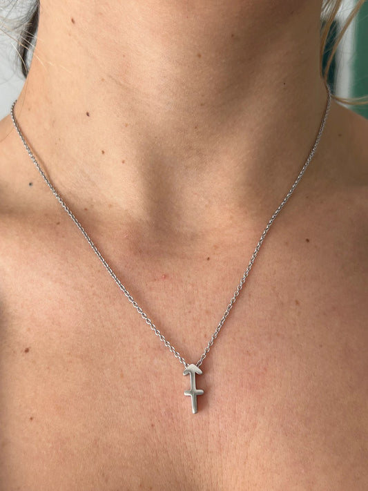 Collier pendentif zodiaque en acier inoxydable, chaîne argentée, signe sagittaire, idée cadeau