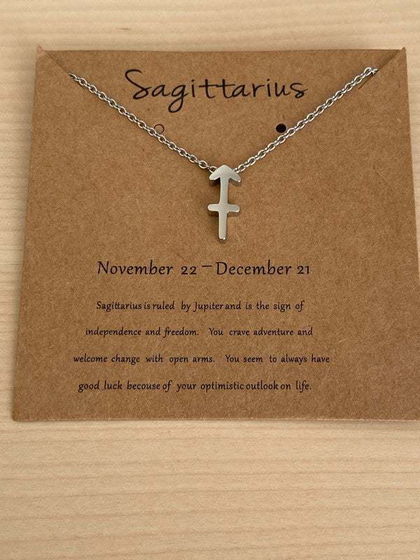 Collier pendentif zodiaque en acier inoxydable, chaîne argentée, signe sagittaire, idée cadeau