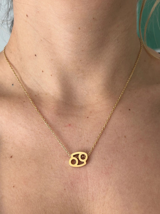 Collier pendentif zodiaque en acier inoxydable, collier chaîne dorée, signe cancer, idée cadeau