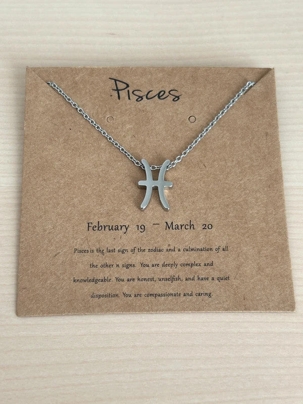 Collier pendentif zodiaque en acier inoxydable, collier chaîne argentée, signe poissons, idée cadeau