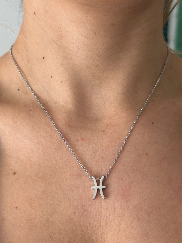 Collier pendentif zodiaque en acier inoxydable, collier chaîne argentée, signe poissons, idée cadeau