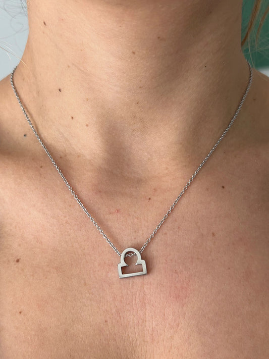 Collier pendentif zodiaque en acier inoxydable, collier chaîne argentée, signe balance, idée cadeau