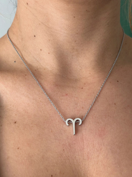 Collier pendentif zodiaque en acier inoxydable, collier chaîne argentée, signe bélier, idée cadeau