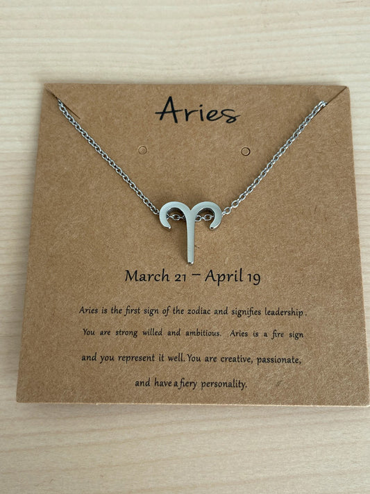Collier pendentif zodiaque en acier inoxydable, collier chaîne argentée, signe bélier, idée cadeau